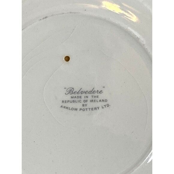 Arklow Belvedere Salad Plate Arkbel White scrolls Urns on blue/gray READ VTG - Picture 8 of 13
